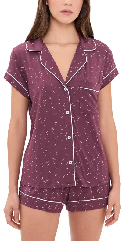 Eberjey Gisele Printed Shortie Pajamas Starlight Windberry/ivory