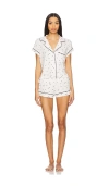 Eberjey Gisele Printed Shortie Set In Little Heart Sorbet Pink & Black
