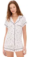 Eberjey Sleep Chic Short Jersey Pajama Set In Little Heart Sorbet Pink/black