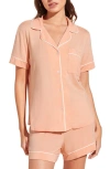 Eberjey Gisele Relaxed Fit Jersey Short Pajamas In Peach Parfait/ Ivory