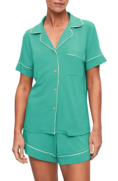 Eberjey Gisele Relaxed Jersey Knit Short Pajamas In Green