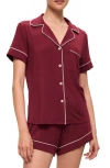 Eberjey Gisele Relaxed Jersey Knit Short Pajamas In Cabernet/ivory