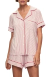 Eberjey Gisele Relaxed Jersey Knit Short Pajamas In Duo Stripe Haute Red