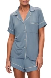 Eberjey Gisele Relaxed Jersey Knit Short Pajamas In Costal Blue