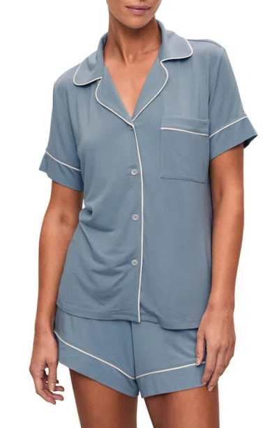 Eberjey Gisele Relaxed Jersey Knit Short Pajamas In Costal Blue