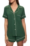 Eberjey Whipstitch Jersey Short Pajamas In Forest Green/ivory