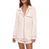 Eberjey Gisele Relaxed Jersey Knit Short Pajamas In Pure Ivory/navy