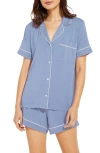 Eberjey Gisele Relaxed Jersey Knit Short Pajamas In Blue