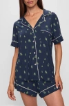 Eberjey Gisele Relaxed Jersey Knit Short Pajamas In Woodland Pine Navy/ivory