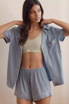 Eberjey Gisele Relaxed Jersey Knit Short Pajamas In Blue