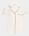 Eberjey Gisele Relaxed Short Pajama Set In Pure Ivorynavy