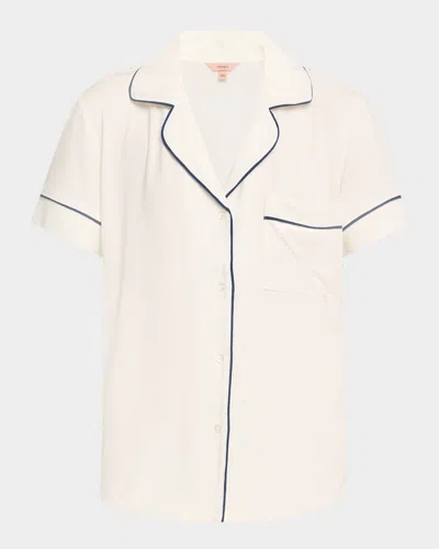 Eberjey Gisele Relaxed Short Pajama Set In Pure Ivorynavy