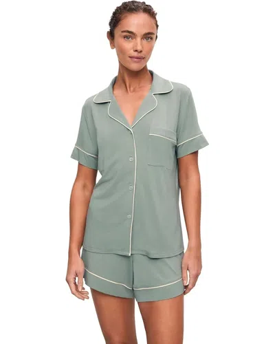 Eberjey Gisele Relaxed Short Pajama Set Womens Sleepwear Gbo592 In Green