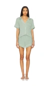 Eberjey Gisele Relaxed Short Pj Set In Eucalyptus & Ivory