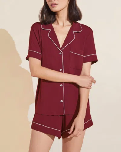 Eberjey Gisele Relaxed Short Pj Set In Sangria/ivory In Burgundy