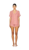 Eberjey Gisele Relaxed Short Pj Set In Old Rose & Ivory