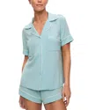 Eberjey Gisele Relaxed Jersey Knit Short Pajamas In Canal Blue/ivory