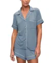 Eberjey Gisele Relaxed Jersey Knit Short Pajamas In Faded Denim