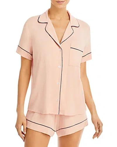 Eberjey Gisele Relaxed Short Sleeve Top & Shorts In Rose Cloud/navy