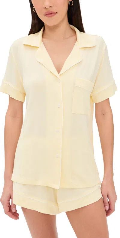 Eberjey Gisele Relaxed Shorts Pajama Set Buttercream In Yellow