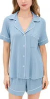 Eberjey Gisele Relaxed Shorts Pj Set Faded Denim/ivory In Faded Denim/ivory