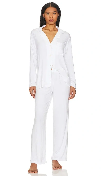Eberjey Gisele Rib Long Pj Set In White