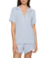 Eberjey Gisele Rib Relaxed Short Pajama Set In Nantucket Breeze In Blue
