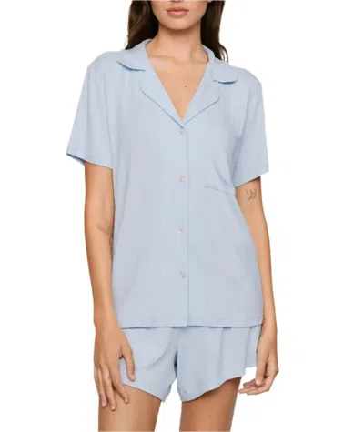 EBERJEY GISELE RIB RELAXED SHORT PAJAMA SET IN NANTUCKET BREEZE