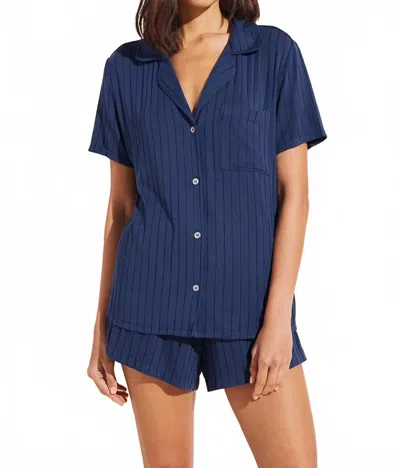 Eberjey Gisele Rib Relaxed Short Pajama Set In Navy In Blue