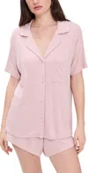 Eberjey Gisele Rib Relaxed Shorts Pj Set Pale Mauve In Pale Mauve