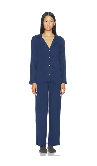 Eberjey Gisele Rib The Long Pj Set In Blue