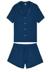 Eberjey Gisele Ribbed Jersey Pyjama Set In Blue