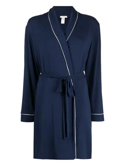 Eberjey Two-tone Modal Robe In Blue