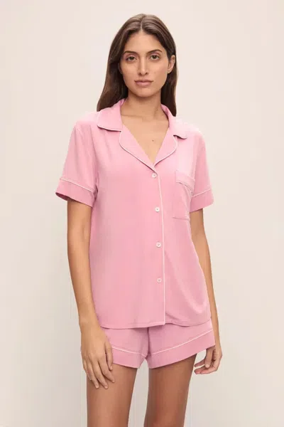 Eberjey Gisele Short Pajama Set Women Rose Pink Relaxed Fit Sleepwear Gbo1291