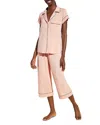 Eberjey Gisele Cropped Two-piece Jersey Pajama Set In Rose Cloud Navy