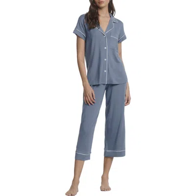 Eberjey Gisele Short Sleeve Cropped Pajamas In Gold