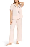 Eberjey Gisele Short Sleeve Jersey Knit Pajamas In Sorbet/black