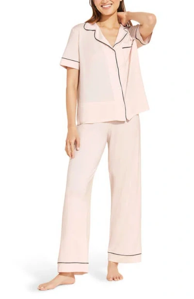 Eberjey Gisele Short Sleeve Jersey Knit Pajamas In Sorbet/black