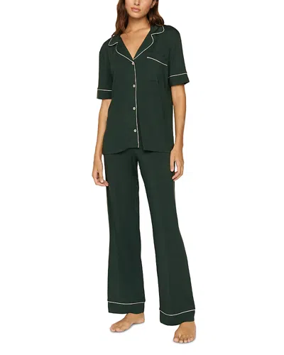Eberjey Gisele Short Sleeve Long Pant Pajama Set In Green