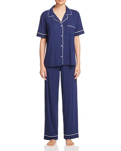 Eberjey Gisele Short Sleeve Long Pant Pajama Set In Blue