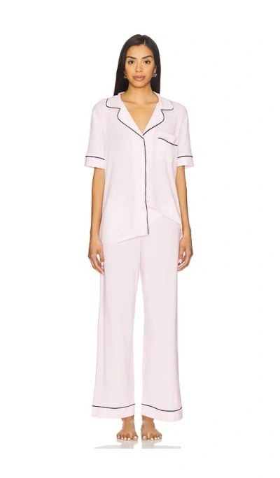 Eberjey Gisele Short Sleeve Long Pj Set In White