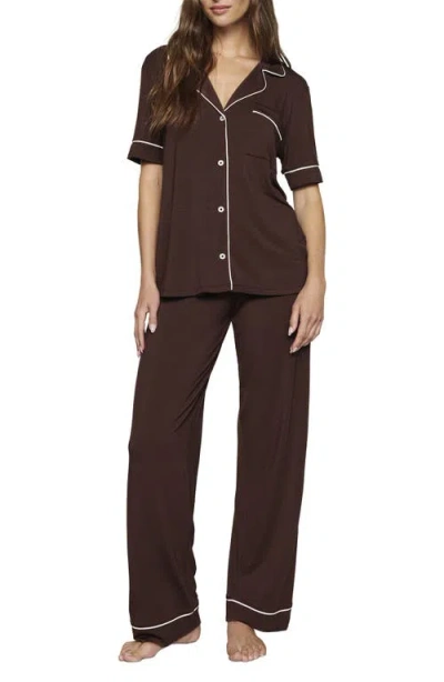 Eberjey Gisele Short Sleeve Pant Pajamas In Brown