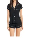 Eberjey Gisele Relaxed Jersey Knit Short Pajamas In Black