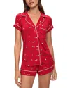 Eberjey Sleep Chic Short Jersey Pajama Set In Winter Wonderland Haute Red/ivory