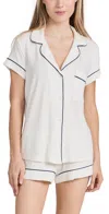 Eberjey Frida Relaxed Short Pajamas In Pure Ivory/ Navy