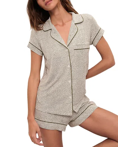 Eberjey Gisele Shortie Short Set In Ivory/moss