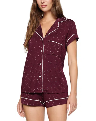 Eberjey Gisele Shortie Short Set In Burgundy