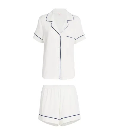 Eberjey Womens Ivory Navy Gisele Relaxed-fit Stretch-woven Jersey Pyjama Set In White