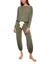 Eberjey Gisele Jersey Knit Slouchy Pajamas In Moss/ivory