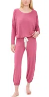 Eberjey Gisele Slouchy Pajama Set In Raspberry/ivory